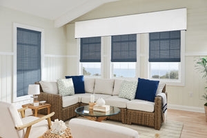 Blue color Woven Wood Shades
