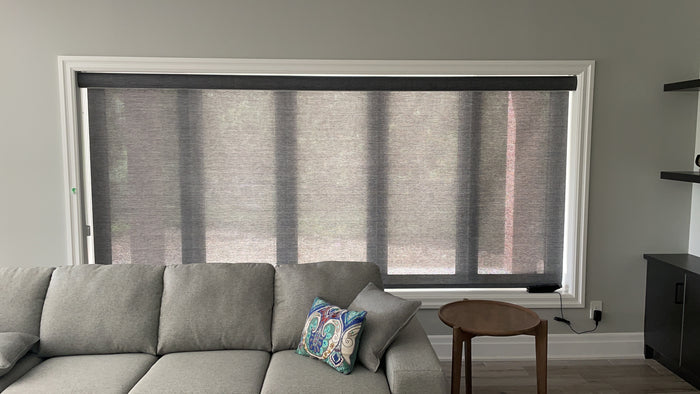 Multiple paned windows can be covered with a single wide roller shade. Keep the glare off your tv and avoid gaps that let the light seep through