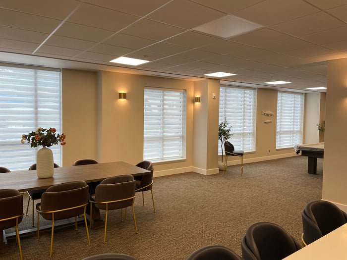 Zebra shades were the perfect addition to this busy activity space