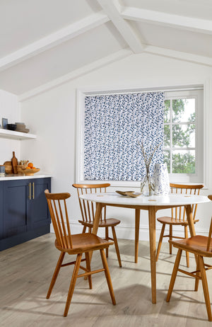 Open Navy Kitchen Vertical Blind