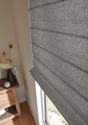 Grey Closeup Roman Shades