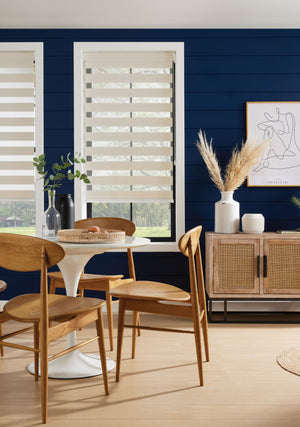 Mid Open Blue Diningroom Dual Shades
