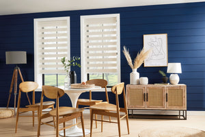 Mid Closeup Blue Diningroom Dual Shades