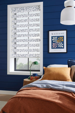 Navy Bedroom Open Dual Shades